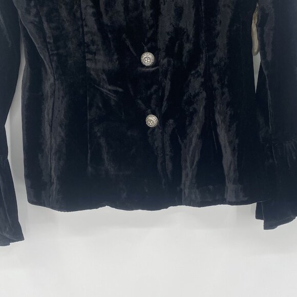 Double D Ranch VTG Size M Western Crushed Velvet Jacket Black RARE Shoulder Pads - Picture 14 of 16